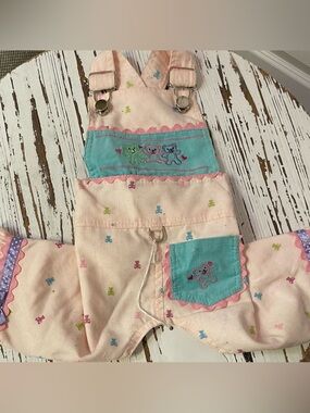 Pink Corduroy Pet Overalls with Bear Accents
Medium